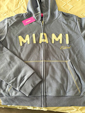 Edikted Miami Logo Full Zip Hooded Hoodie w/ Pockets Blue. Size M