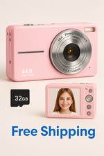 Digital Camera, FHD 1080P Point and Shoot Kids Camera, with 32GB Card, 2 Batt...