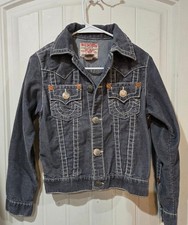 True Religion Jimmy Big T Gray Corduroy Youth Unisex Jacket Size LARGE