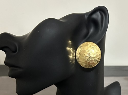 Cute Gold Tone Hammered Post Earrings