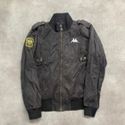Kappa Bomber Jacket Mens Medium Y2K Germany Patch Embroidered Coat, Black