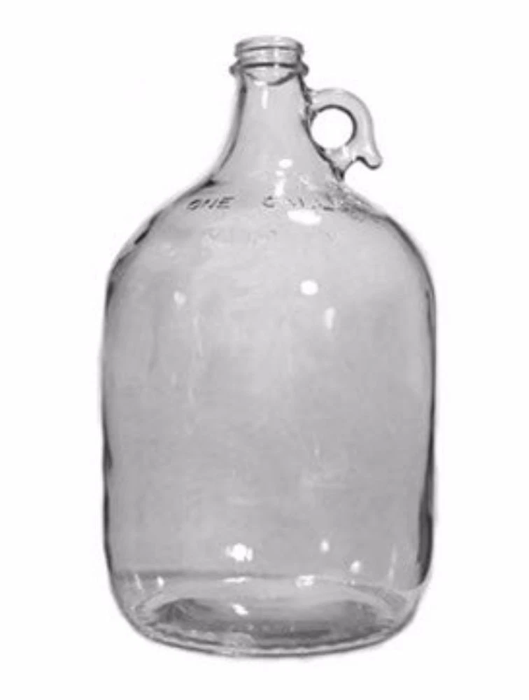 1 Gallon Clear Glass Growler Jars with Black Plastic Lids [case of 4 ]
