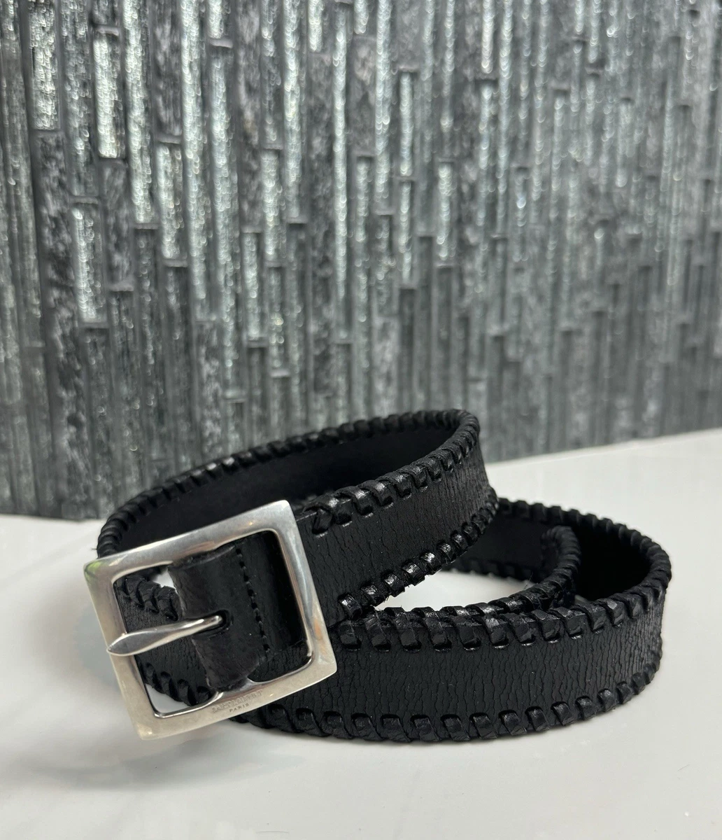 RARE‎ VTG Yves Saint Laurent Designer YSL Black Leather Studded Gem Belt 2816 Sm Saint Laurent Wide Belts for Women for sale | eBay main image 2