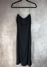 Reformation Chain Jewel Spaghetti Strap Dress In Black Women's Size 8