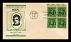 DR JIM STAMPS US COVER WASHINGTON IRVING FAMOUS AMERICANS FDC BLOCK LINPRINT