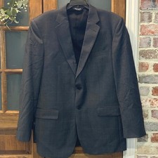 JOS A BANK Mens Traveler Collection 41L Tailored Fit Gray Plaid Wool Suit Jacket