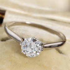 Vintage Platinum 0.80ct Diamond Ring, Solitaire Style, not 18ct White Gold, P1/2