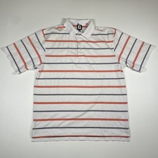 FootJoy Shirt Men s XL White Stripe Short Sleeve Performance Golf Polo Golfer