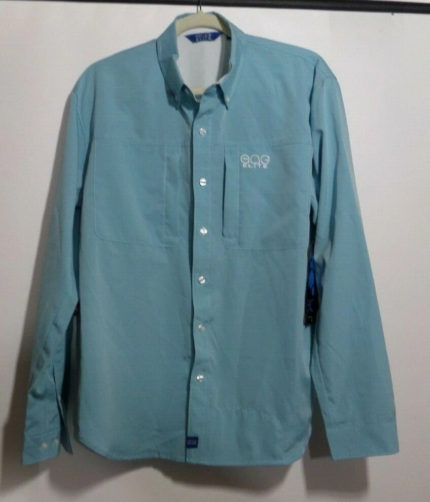 Mossy Oak EAG Elite Long Sleeve Fishing Shirt-Size X-Large - Silver Blue