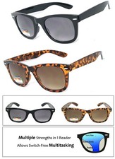 Progressive Reading Sunglasses 3 Power Strengths in 1 Reader Retro Square Frame