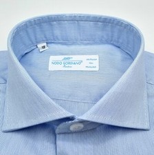 Men's Light Blue Millerighe French Shirt 100 Cotton 120  s tess. Monti