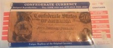 Vintage Antiqued Replicas of Civil War Confederate Currency Set B