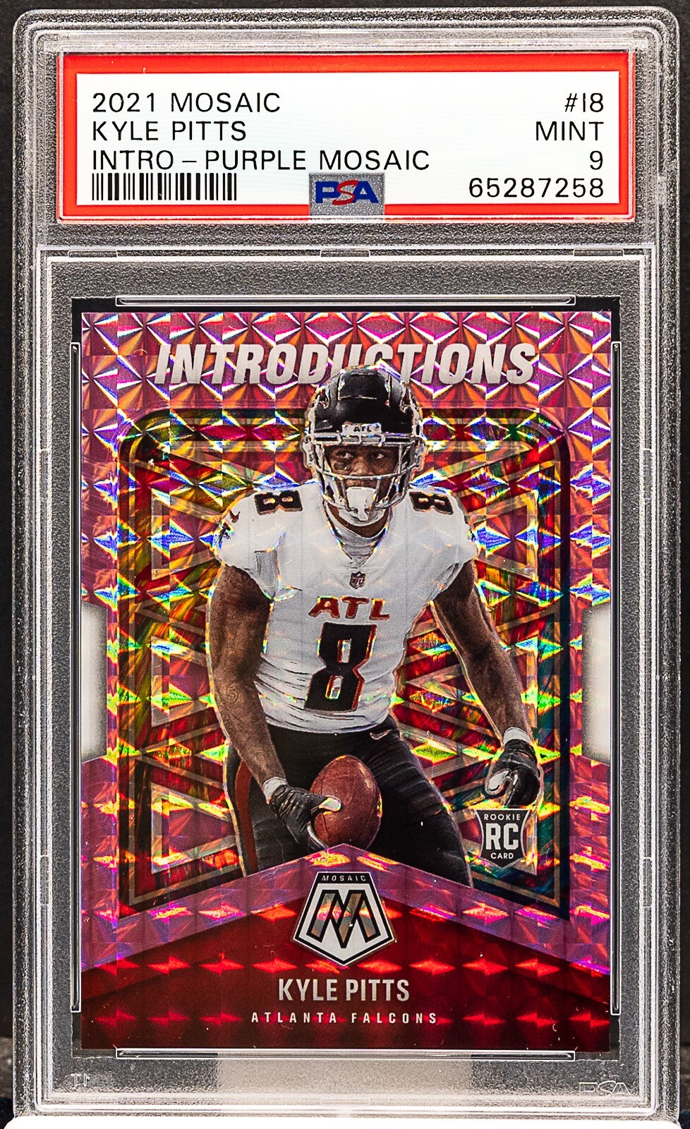 Kyle Pitts Panini Mosaic Introductions #I8 Purple Mosaic