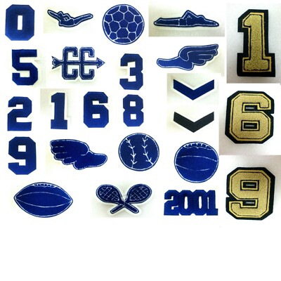 HIGH SCHOOL VARSITY LETTER MEN JACKET SPORTS PATCHES BASEBALL NUMBERS