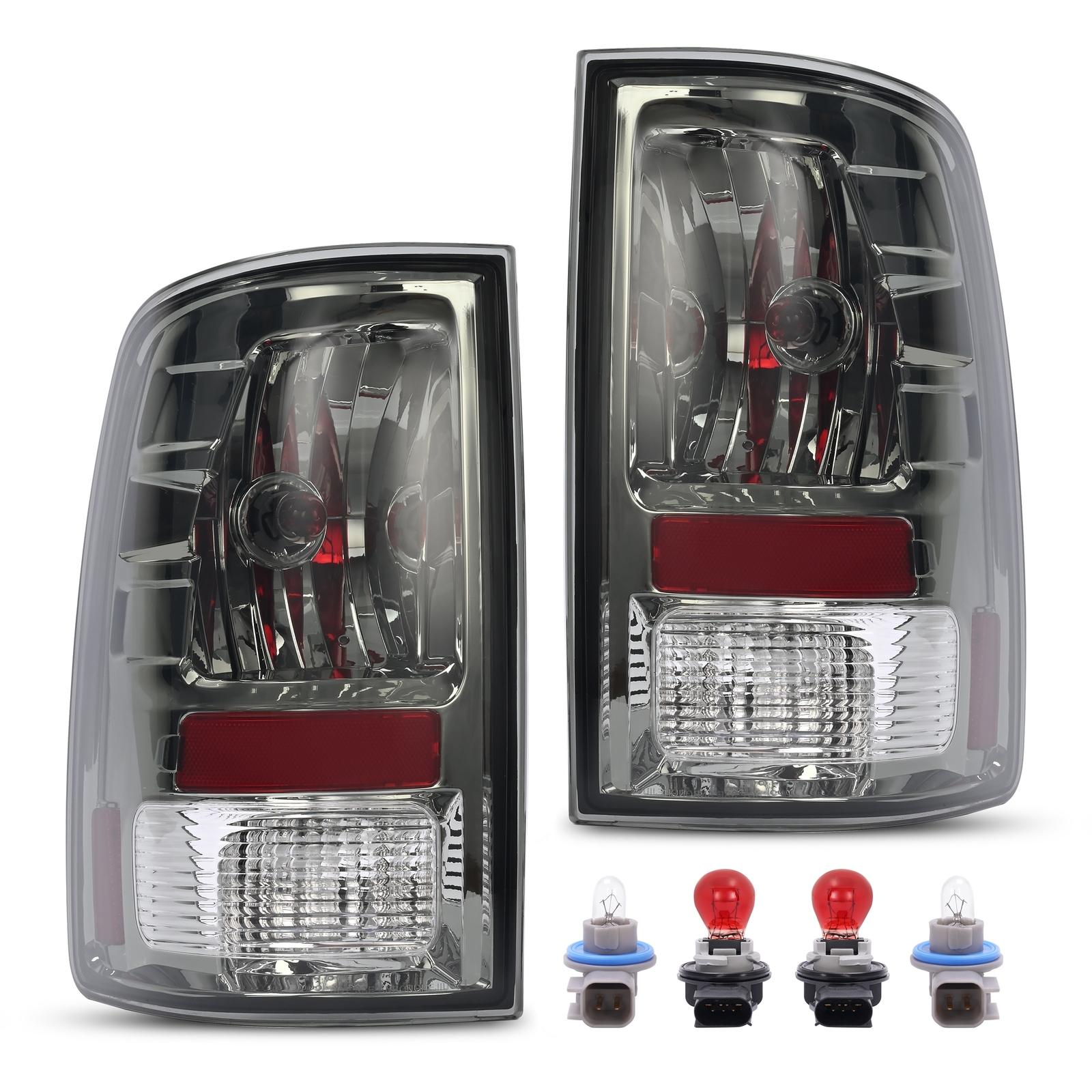 Upgrade Your Dodge Ram 1500 2500 3500 2009-2018 with Sleek Pair Smoke Tail Lights Halogen Brake Lamps