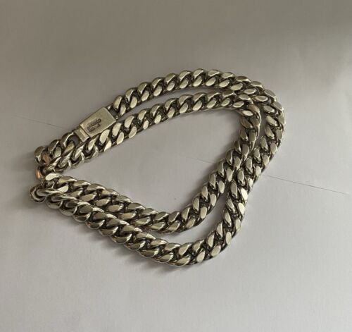 Mexico Sterling Silver Vintage Curb Link Chain 20" Long 135g Heavy - Picture 2 of 12