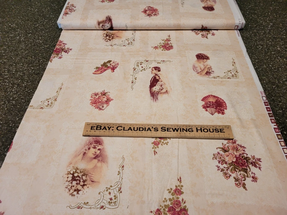 Loves Promise BTY Bessie Pease Quilting Treasures Beige Wedding - Image 3 of 3