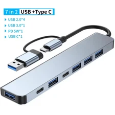 USB-C Docking Station Hub, USB 3.0, SD/TF Card Reader, Audio, Multi-Port Adapter