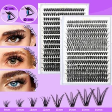 CLUSTER LASHES INDIVIDUAL NATURAL C/D CURL FALSE EYELASHES Extensions 8-16mmMIX✔