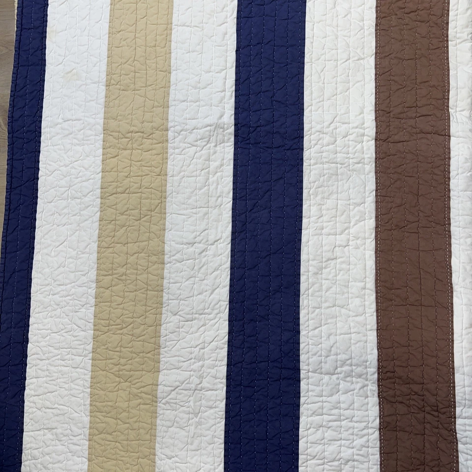 Edredón reversible de algodón tamaño completo acolchado a rayas tamaño Queenn POTTERY BARN KIDS Foto 2 de 4