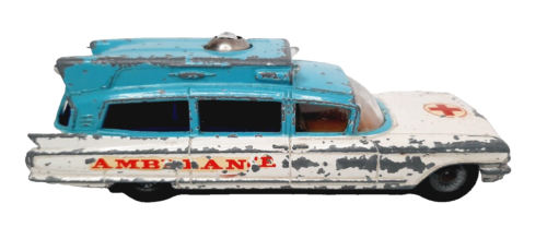 Corgi Toys 437 Superior Ambulance on Cadillac Chassis Vintage 1960s Blue & White - Afbeelding 1 van 8