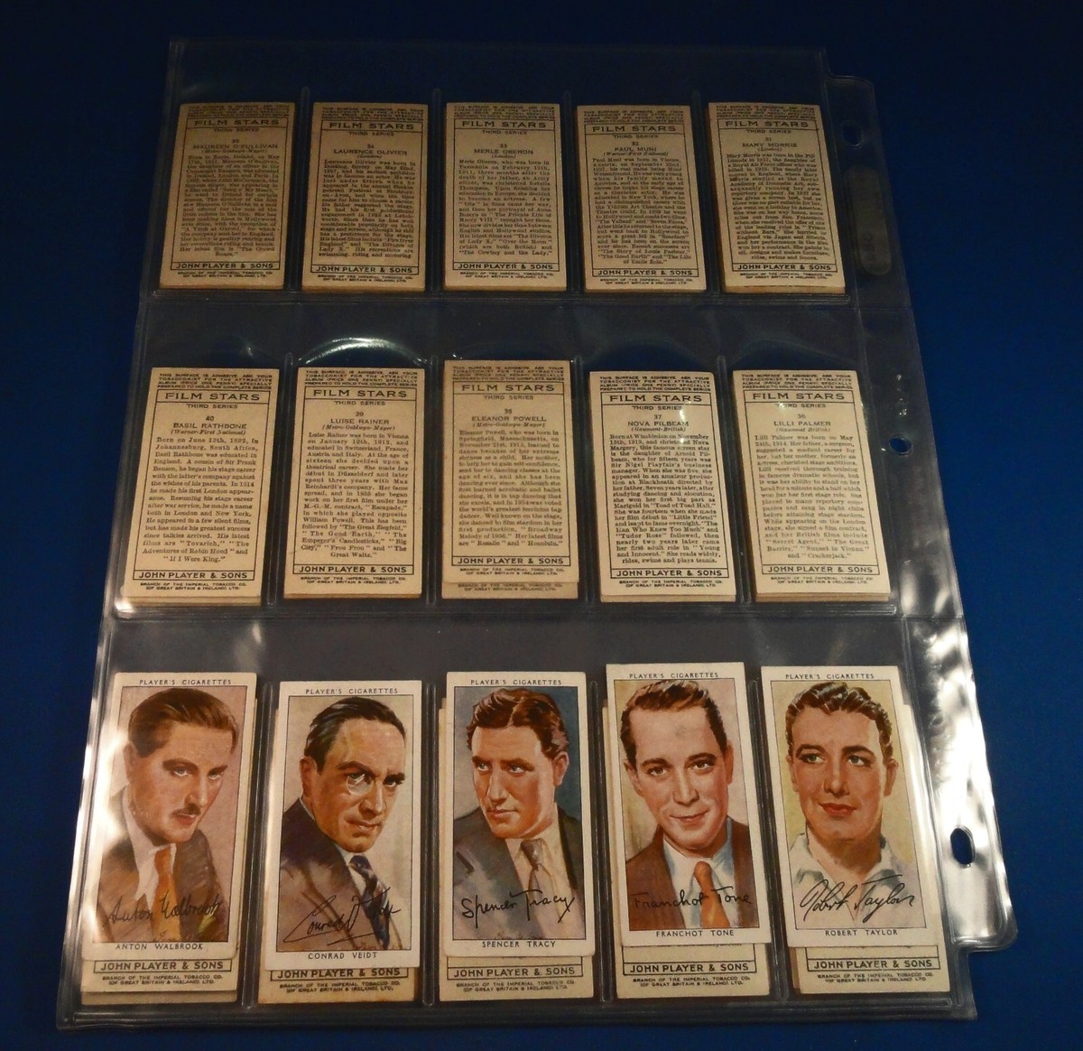 Early 1900s SET of 50 Trading Cards: MOVIE STARS: Golden Age of