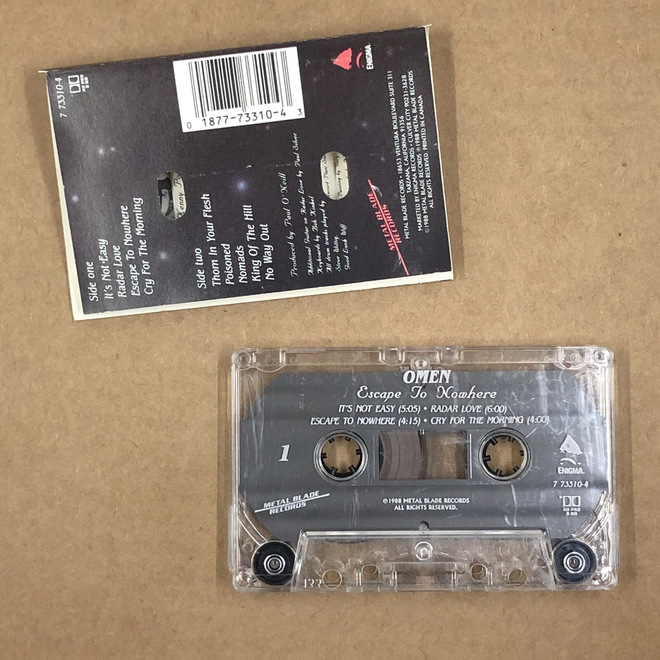 OMEN Cassette Tape 80s Metal Glam ESCAPE TO NOWHERE RADAR LOVE ORIGINAL RELEASE - Изображение 2 из 4