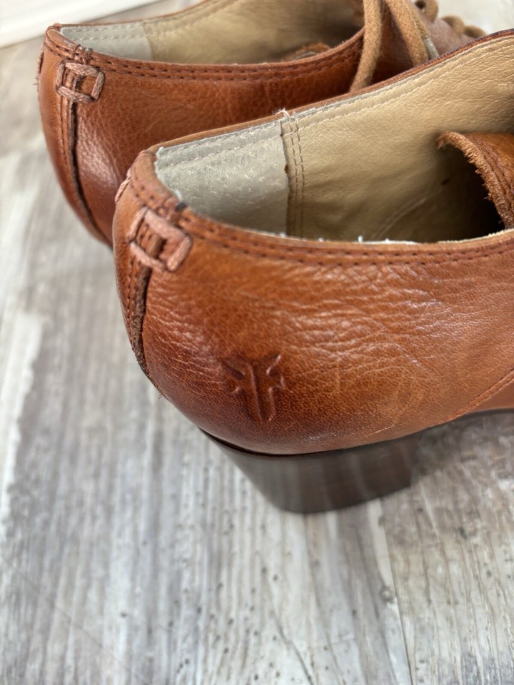 Frye Ankle Booties Womens Size 5.5M Leather Carson Heel Oxford Lace up