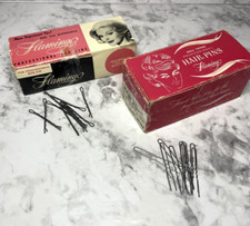 Vtg Hair Supplies Flamingo Boxes Professional Ball Tipped Hair Pins Bob Pins