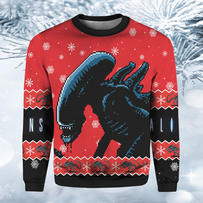 NEW! Alien Xenomorph Ugly Christmas Sweater , Xmas Sweater, Christmas Gift S-5XL