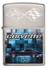 Zippo Chevrolet Corvette 1970 Stingray brushed Chrome Custom Lighter Rare NEW