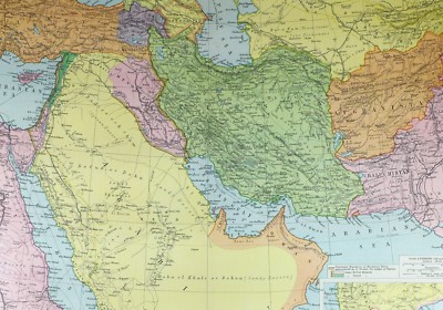 1921 LARGE MAP SOUTH WESTERN ASIA ARABIA ASIA MINOR TURKEY PERSIA