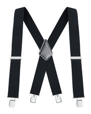 Buyless Fashion Mens Suspenders 48" Elastic Adjustable Heavy Duty 2" Wide X Back