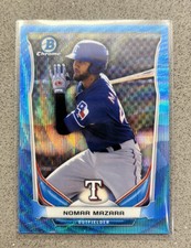 2014 Nomar Mazara Bowman Chrome BLUE WAVE REFRACTOR #CTP-90 Texas Rangers Rookie