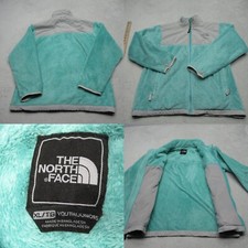 The North Face Denali Jacket Youth XL Teal Gray Colorblock Fleece Full Zip