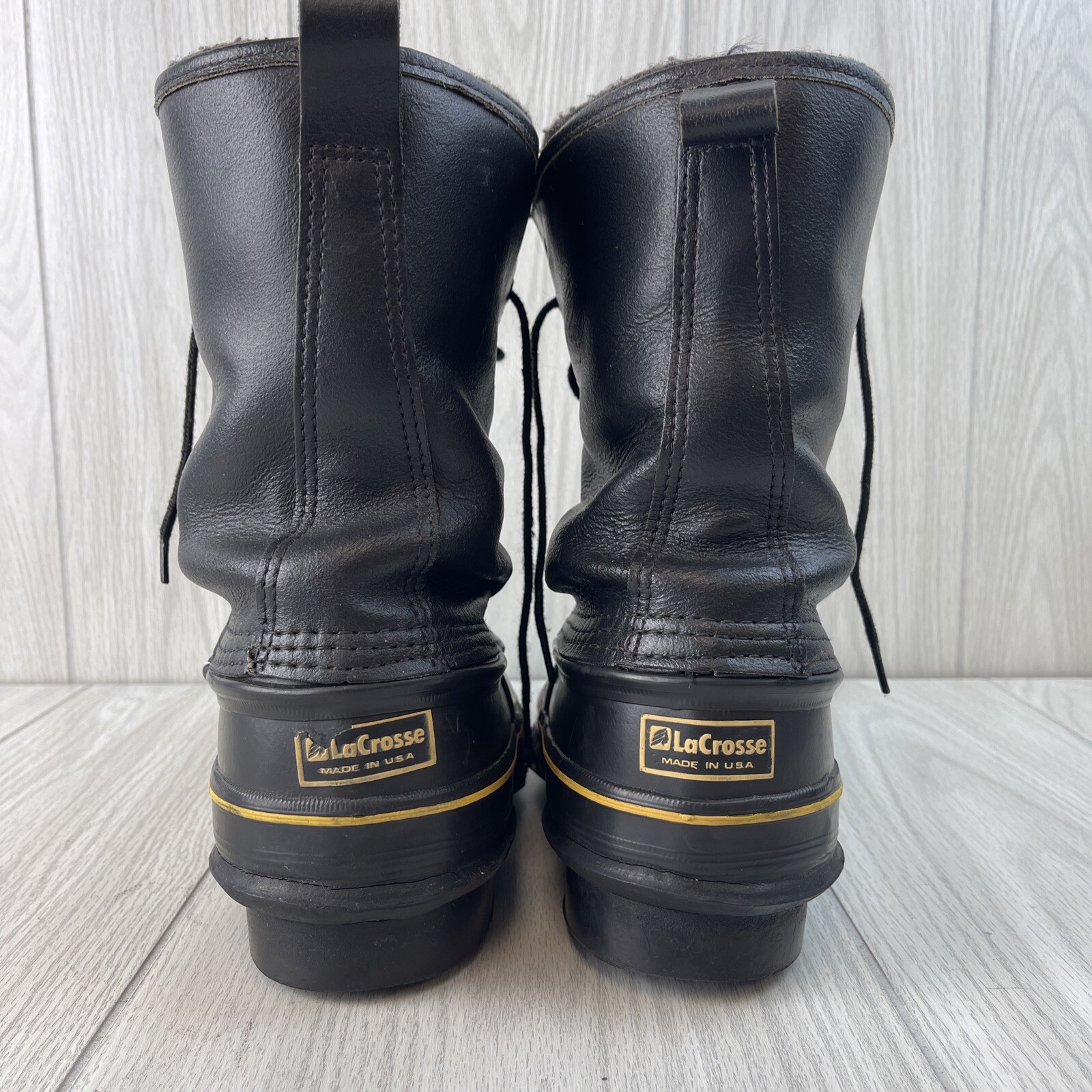 LaCrosse Black Boots DeIcer Steel Shank Wool Inserts Size 10 Work Snow