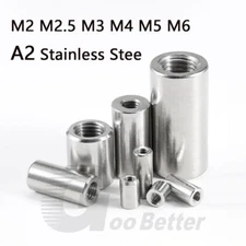 Round Connector Coupling Nut Stainless Steel A2 Rod Bar Stud Long Nuts M2-M6