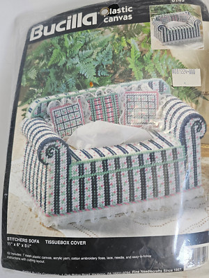Bucilla Plastic Canvas Stitches Sofa Tissue Box Cover Stickset Nr. 6149 OVP