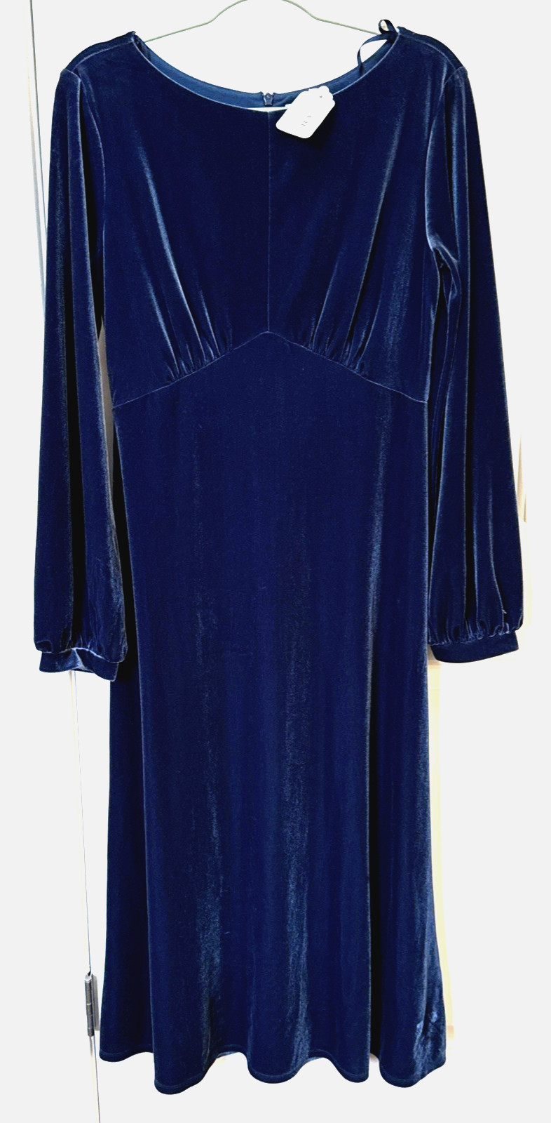 Love, Whit Whitney Port Velvet Midi Dress Blue Balloon Sleeves Sz L Prom Wedding
