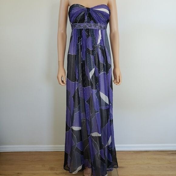 bcbg purple maxi dress BCBGMaxAzria Silk Chiffon Strapless Maxi Dress 2 Purple Floor length fairy