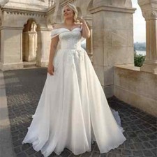 Plus Size Wedding Dresses Off Shoulder Sweetheart Applique A Line Bridal Gowns