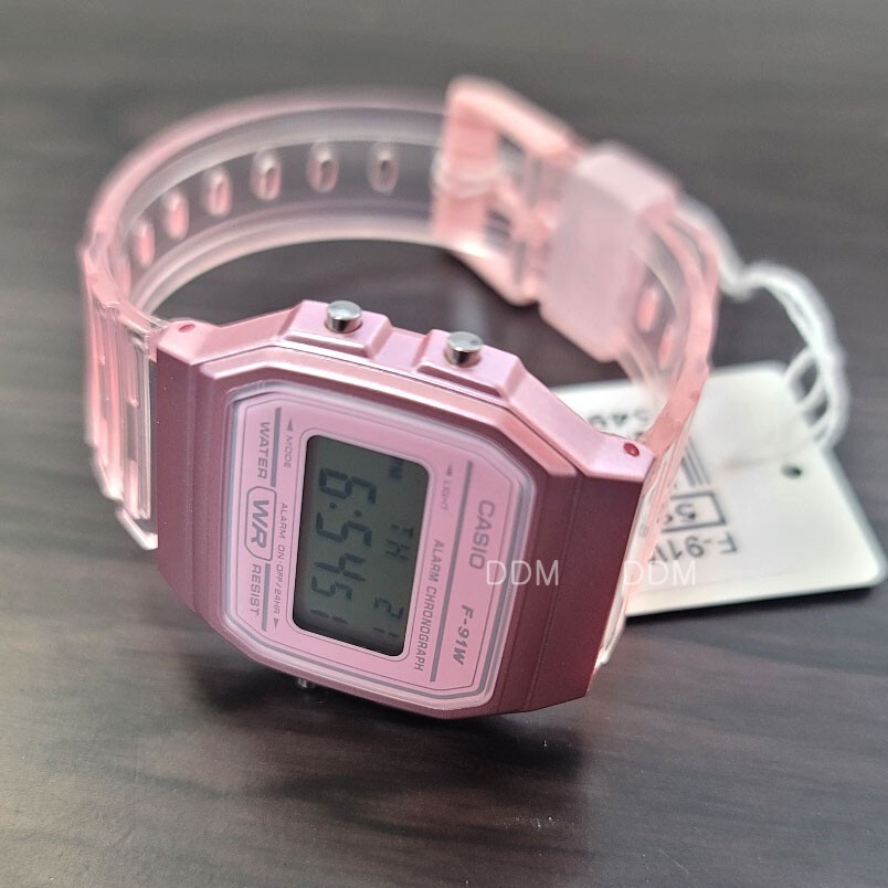Orologio Casio Digitale F-91WC-4A Al Quarzo Con Cinturino In Resina Rosa Unisex