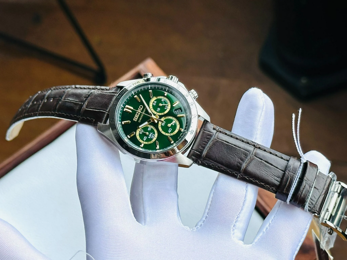 Seiko Spirit SBTR017 Chronograph Green Dial Stainless Steel Men's
