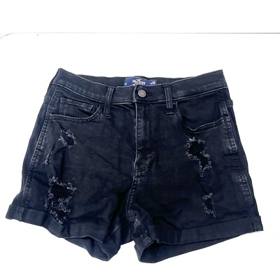 Hollister High Rise Mom Jean Shorts Distressed Destroyed Grunge