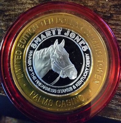 2005 PALMS CASINO $10 RED Cap Silver Strike Smarty Jones Horse HEAD Release .999