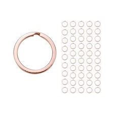 Key Rings Flat Split Metal Dog Tag Rose Gold Heavy Duty 50 PCS