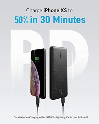 ANKER USB-C PORTABLE CHARGER 18W POWERCORE SLIM 10000 PD 10000MAH A1231 - BLACK