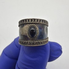 INDONESIA 925 Silver  Vintage Black Onyx Larg...