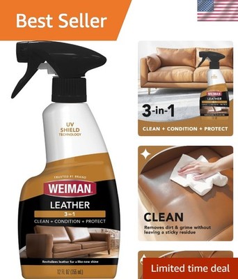Leather Cleaner & Conditioner - Cleans, Restores & Protects Leather, UV Prote...