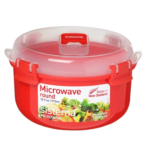 Sistema Microwave Round Bowl | 915 ml Food Container with Steam Release Vent | B
